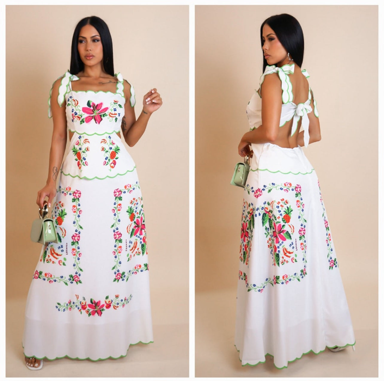 White Floral off Shoulder Maxi Dress