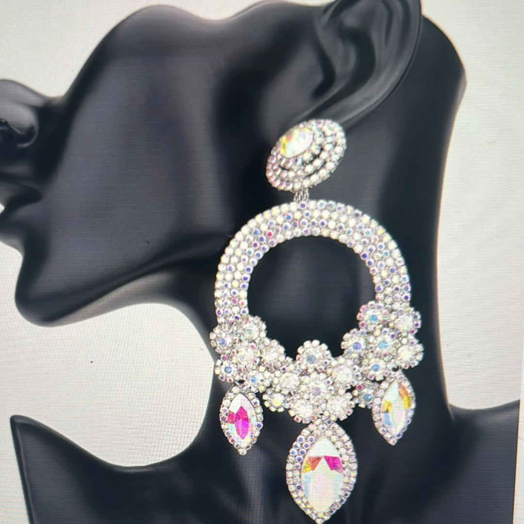 Large Rhinestone Loop Earrings