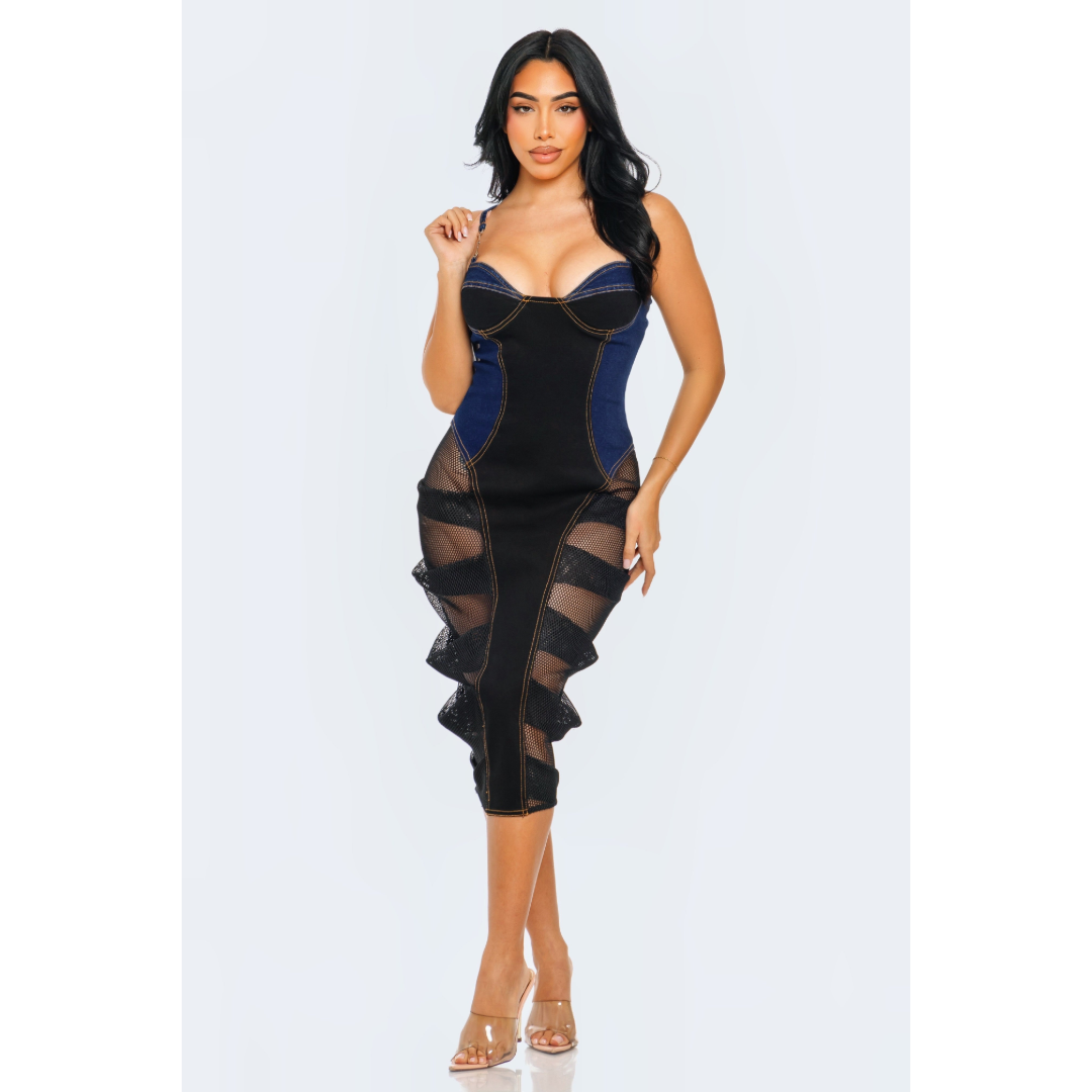 with jean mesh dress This Embroidered $20 Dress Looks Way More Expensive Than It Is