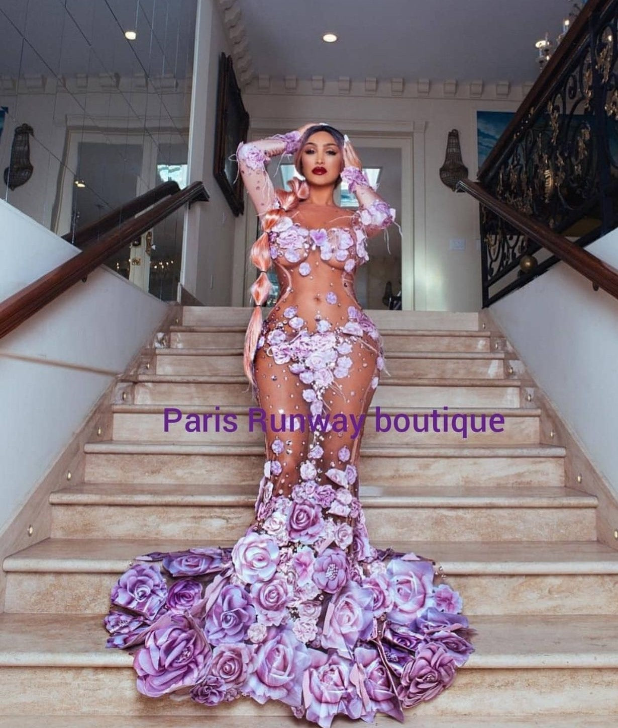 Pink Flowers Dress  Posh by Paris