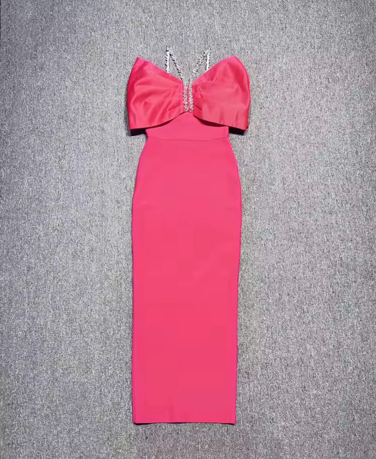 Pink Bow Dress with Rhinestones