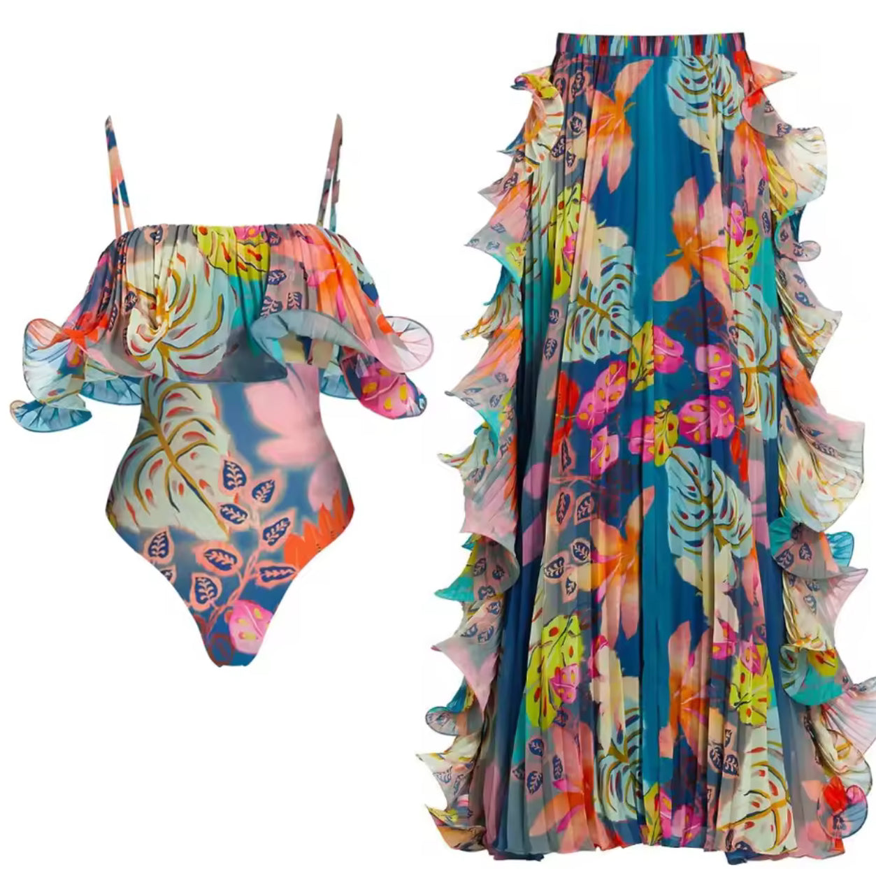 Floral beach set (blue)