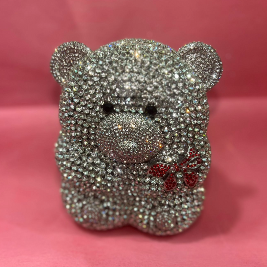 Silver Diamond Teddy Bear Bag