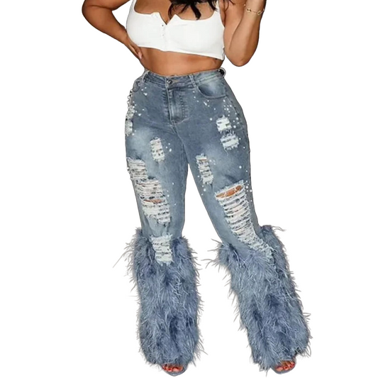 Feather Denim Ripped Jean