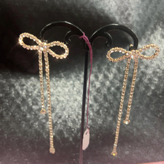 Gold Bow Tie Diamond Earrings