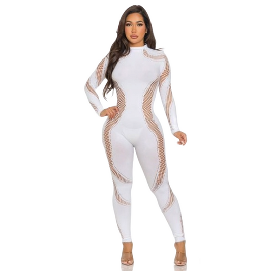 White Mesh Jumpsuit