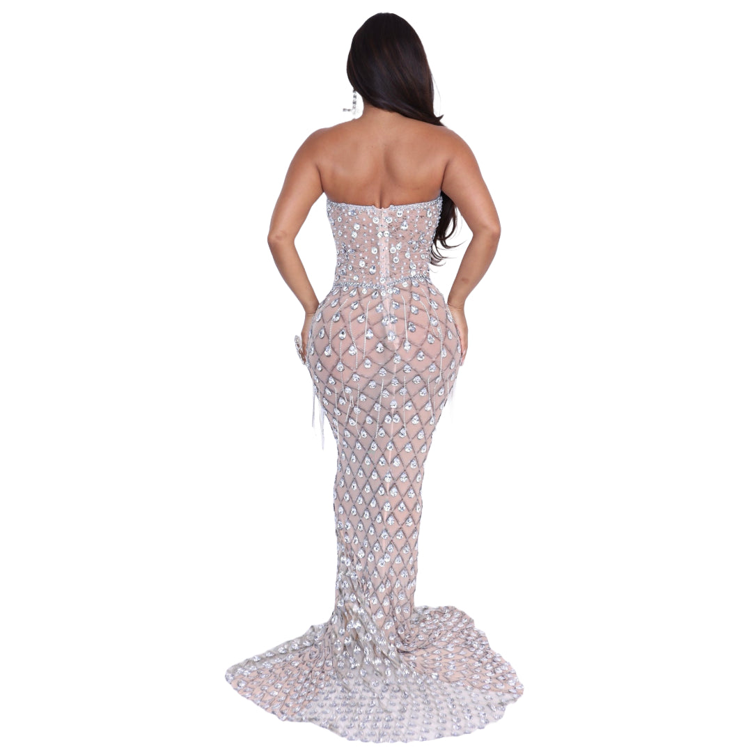 Luxury Mesh Pearl Dress