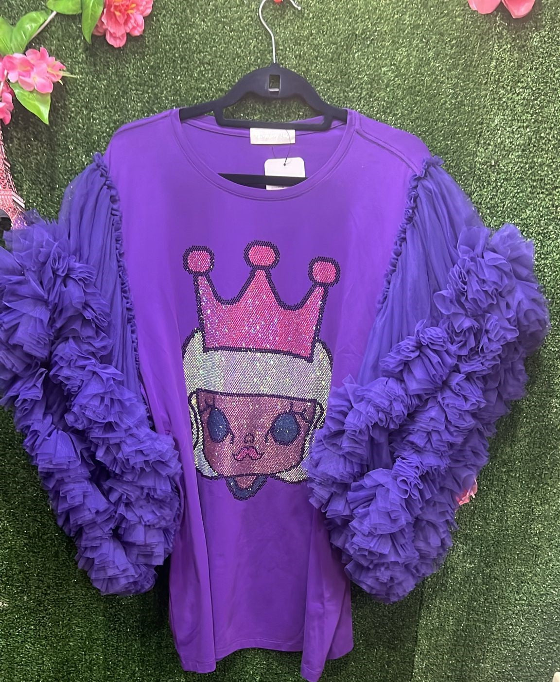 Purple Ruffled Sleeve Top