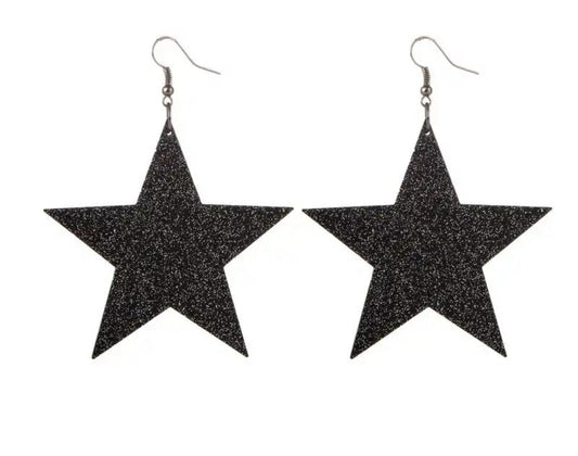 Black Sparkle Star Earrings