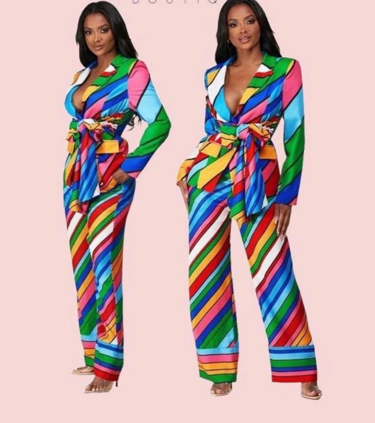 Color Block Blazer Set